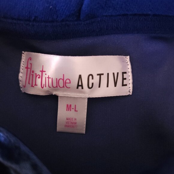 WOMEN’S PULLOVER HOODIE SAPPHIRE BLUE FLIRTITUDE ACTIVE SZ Med-Large 29 in Long - Picture 8 of 11
